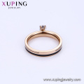 15111 xuping bijoux en acier inoxydable, bague plani plaquée or rose avec strass flash